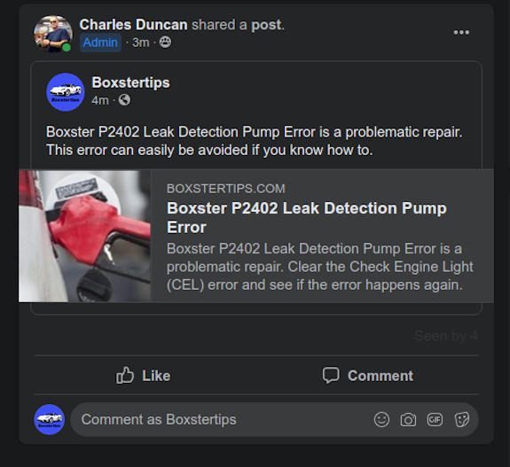 Boxstertips: P2402 Leak Detection Pump Error in Your Cayman